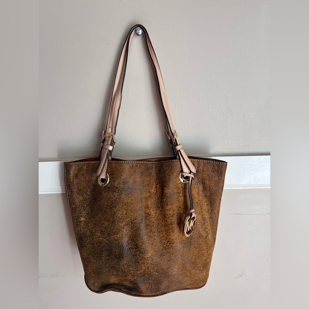 Michael Kors Distressed Brown Leather Tote